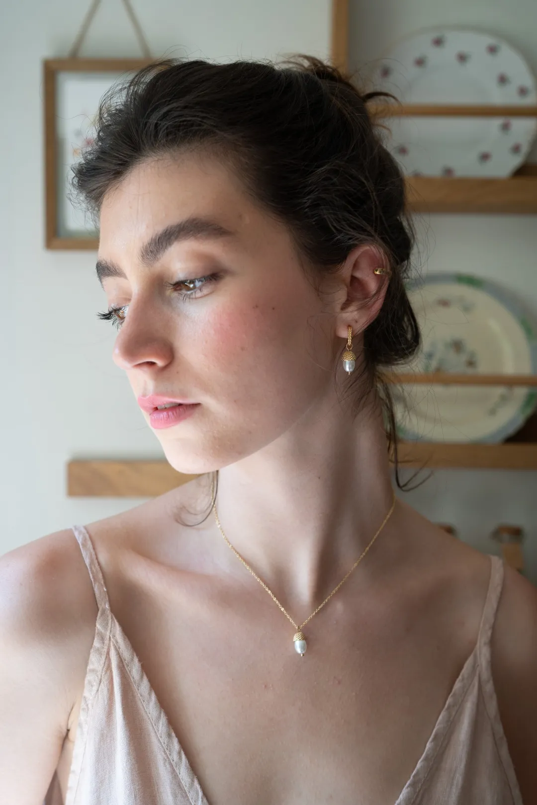 Hot Fable England Acorn Pearl Hoops