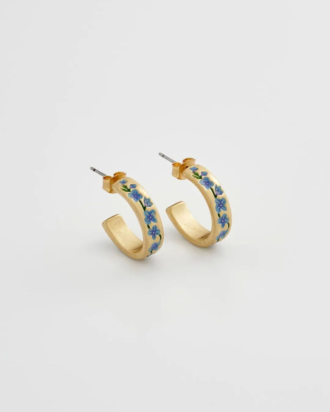 Sale Fable England Blue Forget-Me-Not Hoop Earings