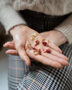 Fashion Fable England Enamel Mushroom Huggie Earrings