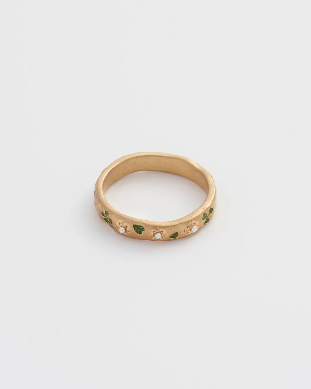 Clearance Fable England Four Leaf Clover & Pearl Ring