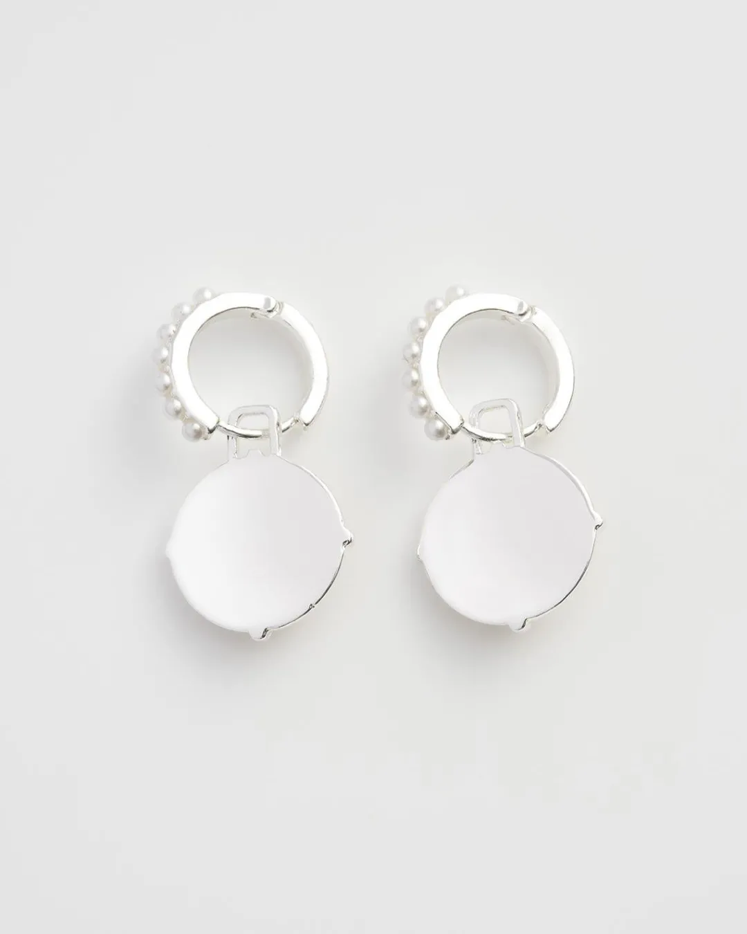 Sale Fable England Honey Bee & Pearl Huggie Earrings Silver