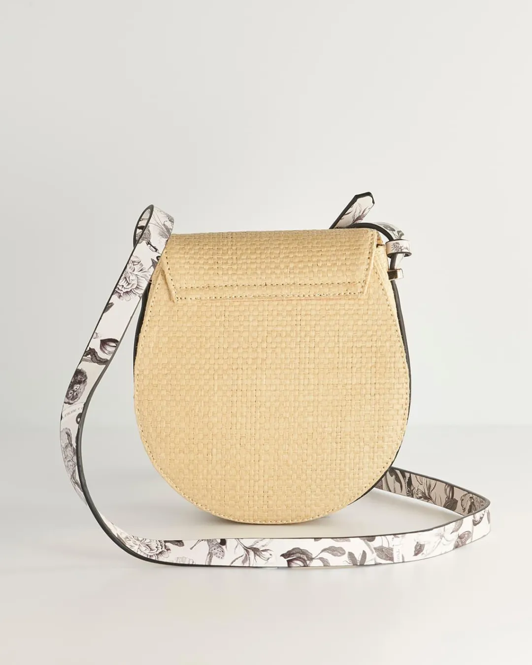 Online Fable England Tree Of Life Monochrome Raffia Saddle Bag